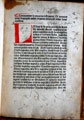 Le Nouveau Testament [Lyon: Barthelemy Buyer, 1477]. Первое издание Нового завета на французском языке. Рукописный инициал. А1 r.