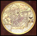 The work of the Parisian master  P.F. Tardier – a miniature, diameter 8cm, engraved on a porcelain plate rimmed with redwood
