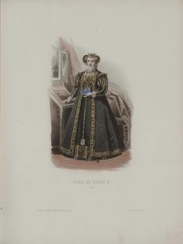 G. X. Montaut after a drawing by F.C. Compte-Calix. Court of Henry II (1550). 1854. Coloured  steel-plate engraving