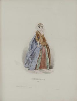A. Portier after a drawing by F. C. Compte-Calix. Court of Henry IV (1600). 1854. Coloured  steel-plate engraving