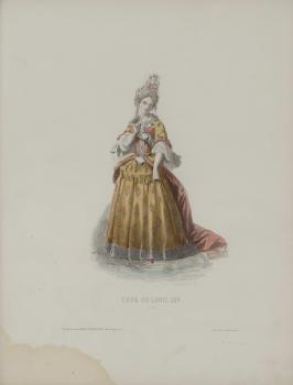 M.A. Monnin after a drawing by F.C. Compte-Calix. Court of  Louis XIV (1690). 1854. Coloured  steel-plate engraving