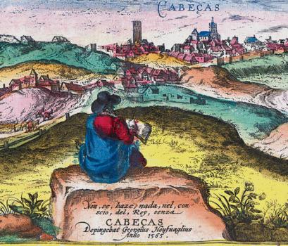 Joris Hoefnagel Portraying the City of Cabezas. Fragment of the map of Cabezas. Volume 5, fol. 10.