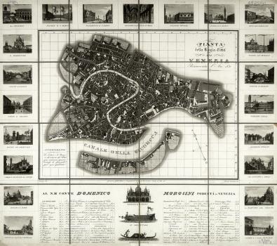 Map of Venice, drawn by Bertoja and engraved by A. Lazzari 
