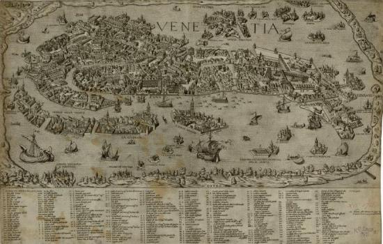 Bird’s eye view of Venice, published by D. Bertelli presumably in 1580