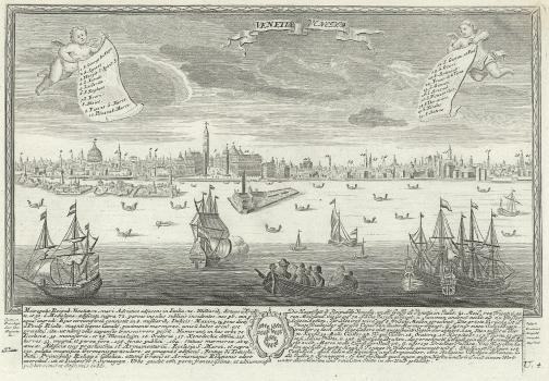 Bird’s-eye View of Venice towards St Mark’s Square from the Sea from the atlas of the world’s cities by J. F. Leopold, published ca. 1730