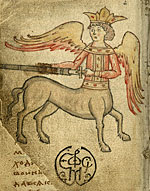 Miniature showing the centaur Kitovras and Euthrosynus' monogram