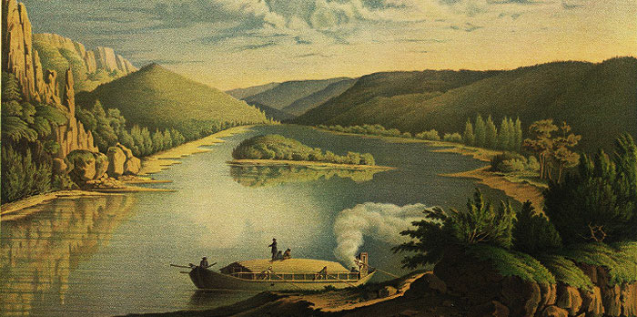 Неизвестный литограф с ориг. Л.Немировского. Вид на реке Лене близь Киренска