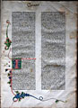 Biblia [Strassburg: Johann Mentelin, ante 27.VI.1466]. First page in the Genesis. Hand painted. a4 r.
