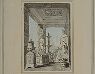 Nicholas  Benois. Nicholas  Benois. The interior of the museum. Sketch of an architectural and decorative composition for a panel picture intended as a gift to Nicholas I from the Academy of  Arts.