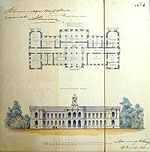 N.  Benois. Agricultural Academy in Petrovsko-Razumovskoe  near Moscow. Plans and the facade overlooking the courtyard.