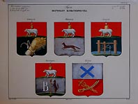 Coats of Arms of  Perm Province. Kamyshlov, Shadrinsk, Alapayevsk, Verkhoturye, Irbit.