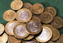Coins with images of  coats of arms of cities