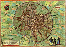 Bird's-eye View Plan of Louvain. From the  Atlas of Cities of the World (About the Principal Cities of the World, the third book, 1575) G. Braun and F. Hogenberg, Volume 3, map 11.