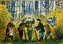 Yu.Vasnetsov. The Guerilla Warriors Captured a Prisoner