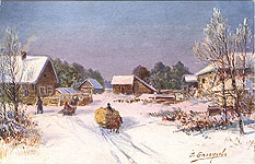 Деревенская улица зимой