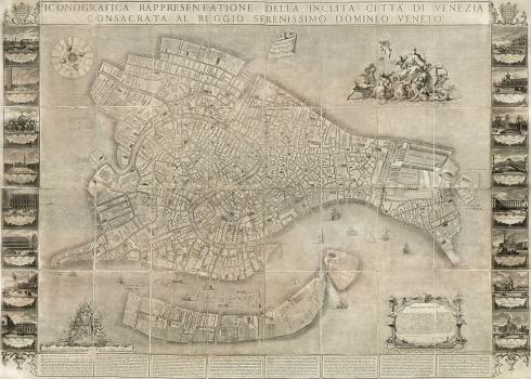 Настенный (большеформатный) топографический план Венеции, созданный Л. Уги.