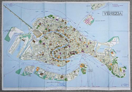 Туристский план Венеции с маршрутами водного транспорта.
