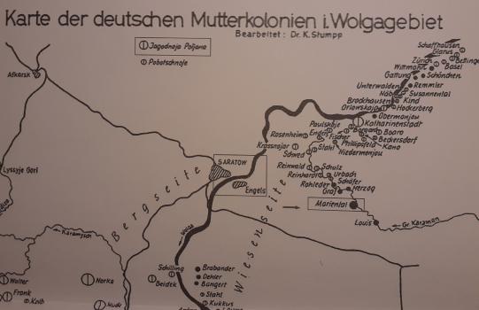 Фрагмент карты из издания: Obholz A. Die Kolonie Mariental an der Wolga.