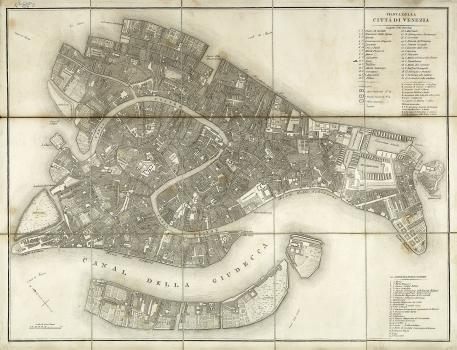 Map of Venice, published in the first half of the 19th century, the author and publisher are unknown.
