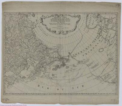 Nouvelle carte des découvertes faites par des vaisseaux russiens aux côtes inconnues de l´Amerique Septentrionale 
