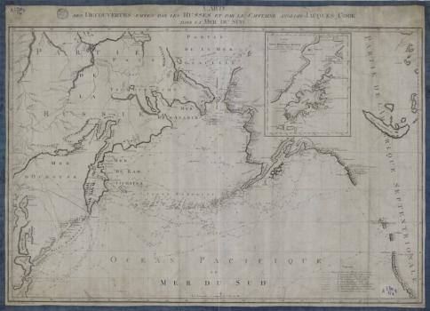      Carte des decouvertes faites par les Russes et par le сapitaine anglois Jacques Cook dans la Mer du Sud