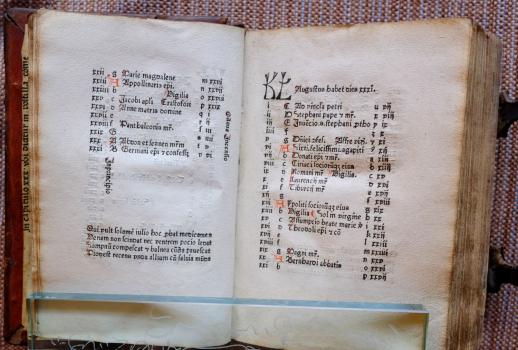 Kalendarium. 100jähriger Kalender 1479–1578, lat. Genf: Heinrich Wirczburg und Adam Steinschaber, 25.X.1479. 8° (GW M15991) 