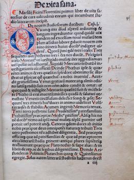 Ficinus, Marsilius: De triplici vita. [Basel: Johann Amerbach, um 1497]. 4° (GW 9885)