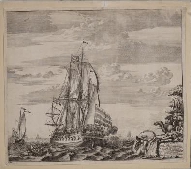 Adrian Schoonebeck. View of the ship Goto Predestinatia (literally The Foresight of God), from the stern. 1701