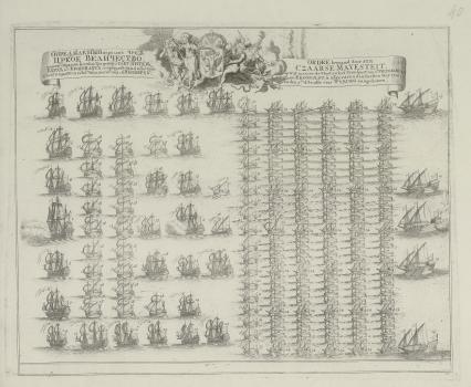 Pieter Picart. Orders of Battle of the Russian Navy on the Way to Vyborg in May 1710. ca. 1711