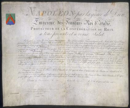 Napoleon I. Letter granting E.-B. Benard the title of Chevalier de Moussinière. September 10, 1808 Saint-Cloud