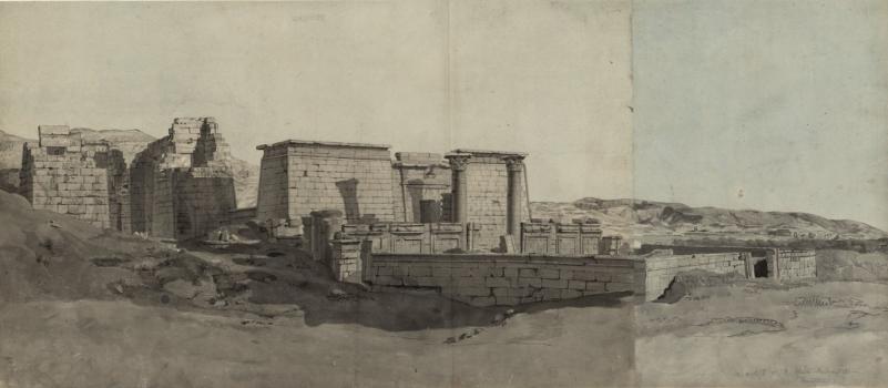 Temple complex at Medinet-Abu. 1798 Painter André Dutertre