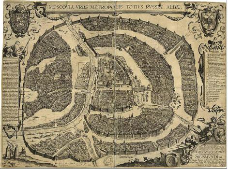 Moscovia urbs metropolis totius Russiae Albae / inven. J. G. P. A. ; coel. L. Kilian. − [Frankfurt am Main], MDCX [1610].  