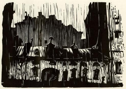 A. A. Ushin. Petersburg of Dostoevsky. Rain. 1989