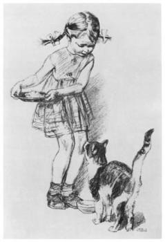 Girl with a Cat. 1962.